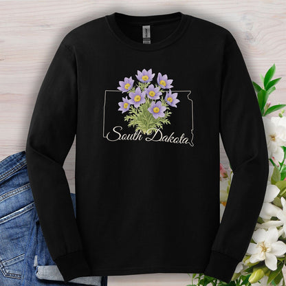 South Dakota State Flower Long Sleeve Tee - American Pasque
