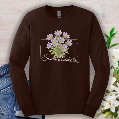 South Dakota State Flower Long Sleeve Tee - American Pasque