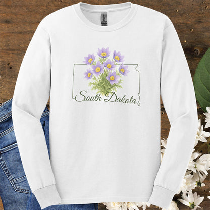 South Dakota State Flower Long Sleeve Tee - American Pasque