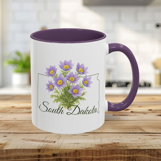 South Dakota State Flower Mug — American Pasque (11/15oz)