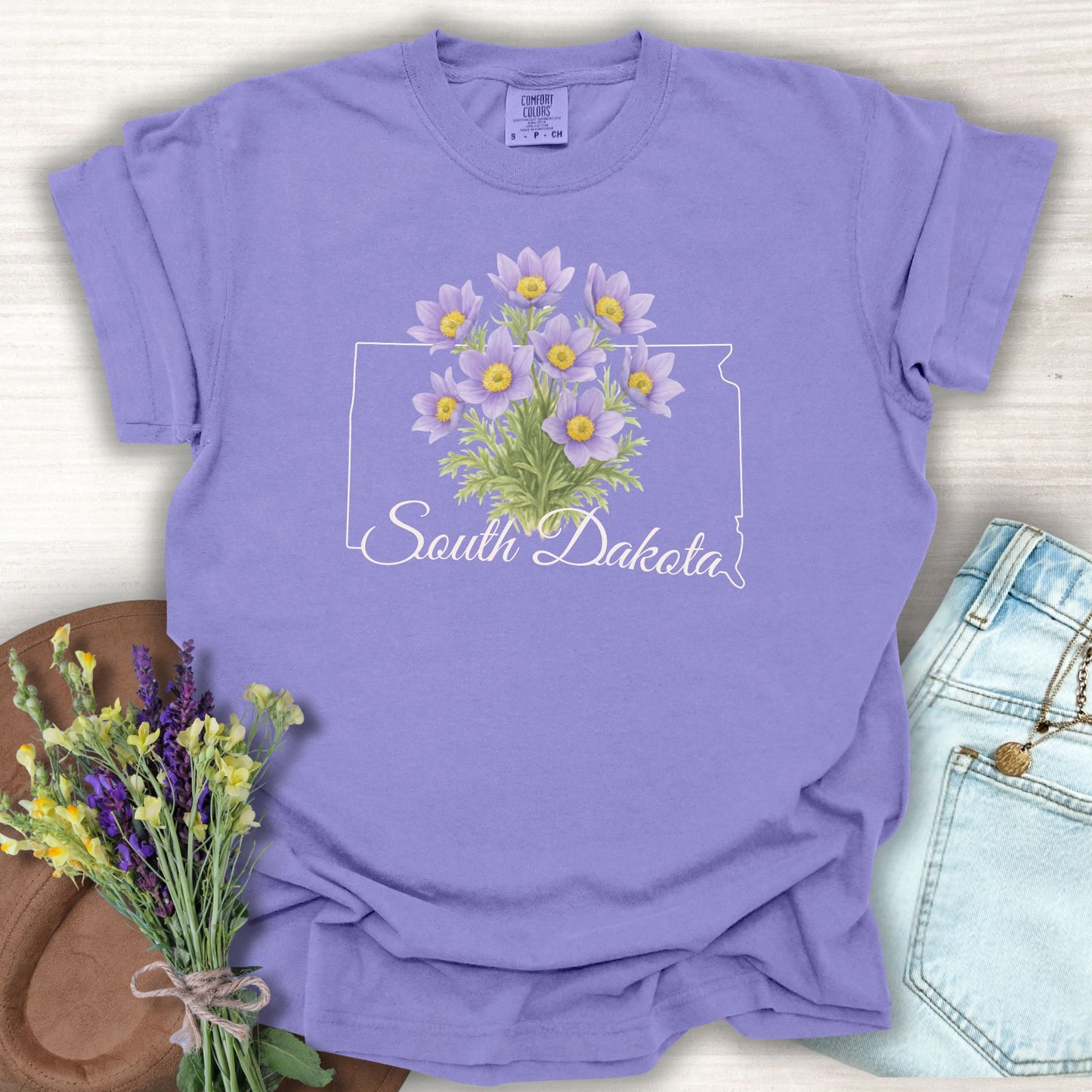 South Dakota State Flower T-Shirt — American Pasque Flower