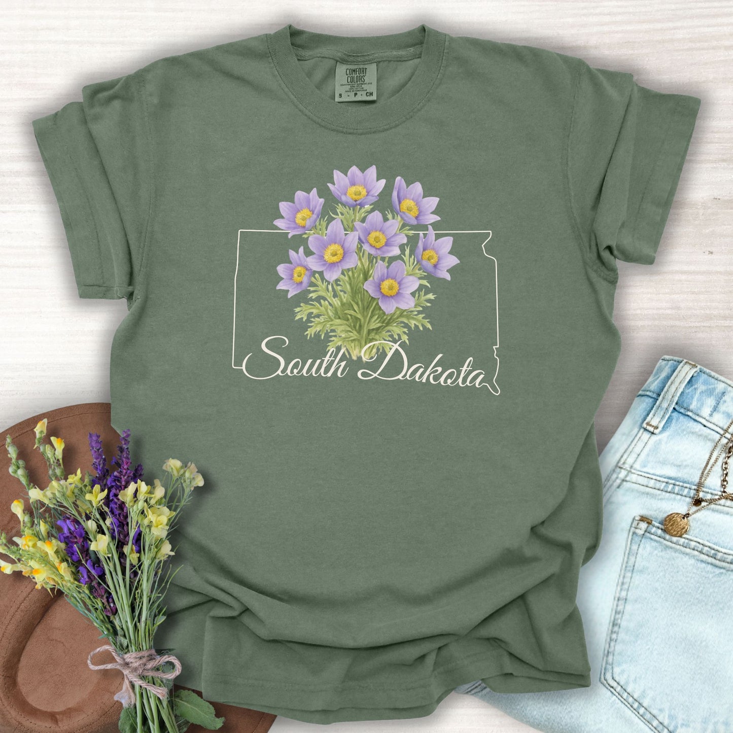 South Dakota State Flower T-Shirt — American Pasque Flower