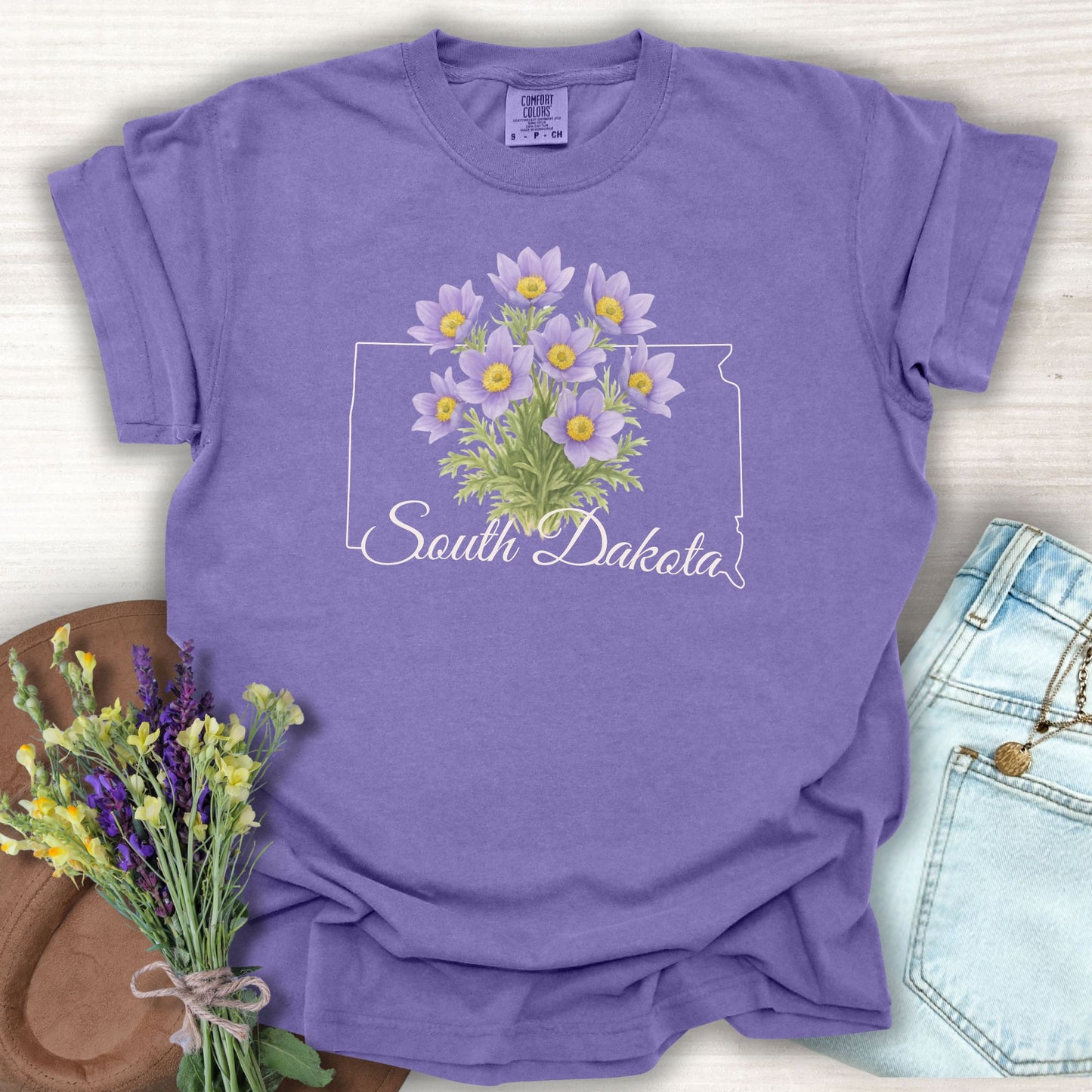 South Dakota State Flower T-Shirt — American Pasque Flower