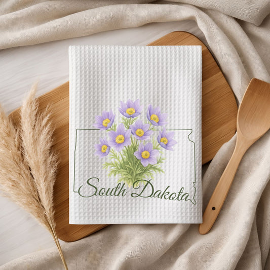 South Dakota State Flower Tea Towel — American Pasque Flower