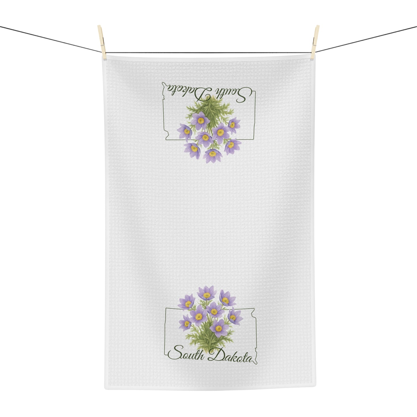 South Dakota State Flower Tea Towel — American Pasque Flower