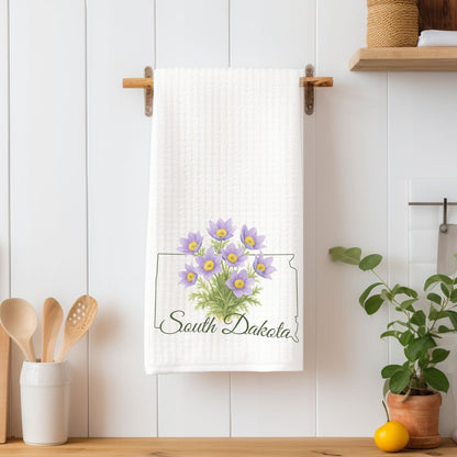 South Dakota State Flower Tea Towel — American Pasque Flower