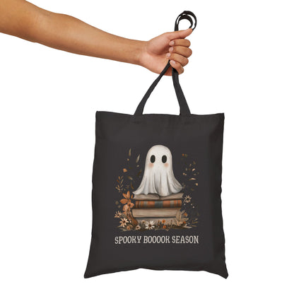 Spooky Booook Season Ghost on on Books Tote Bag