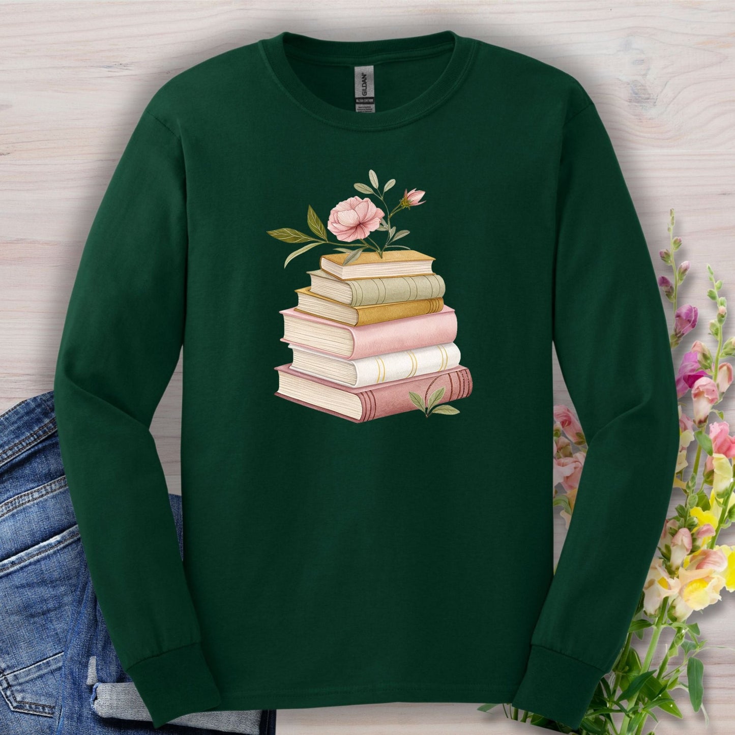 Spring Books and Blooms Long Sleeve Tee