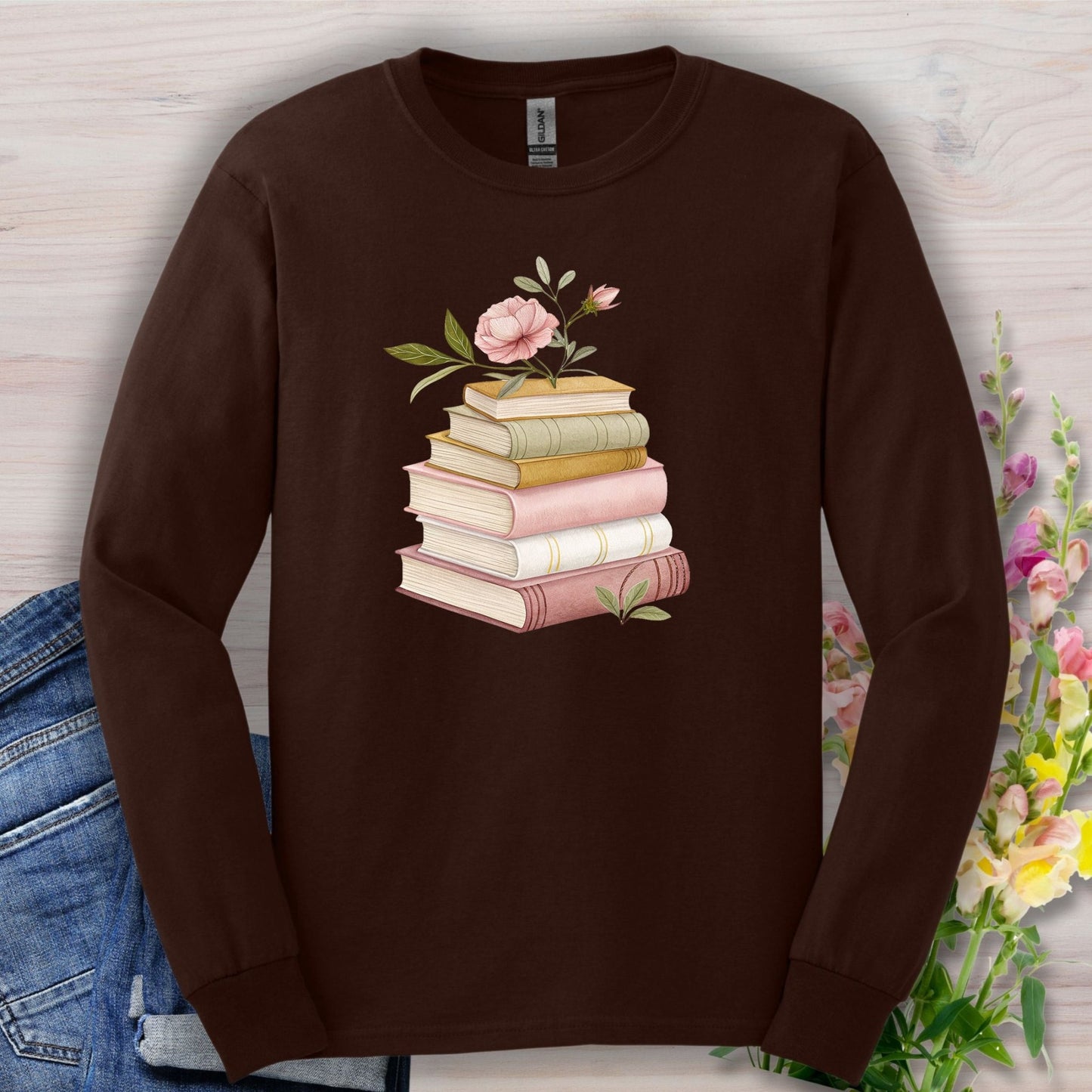 Spring Books and Blooms Long Sleeve Tee