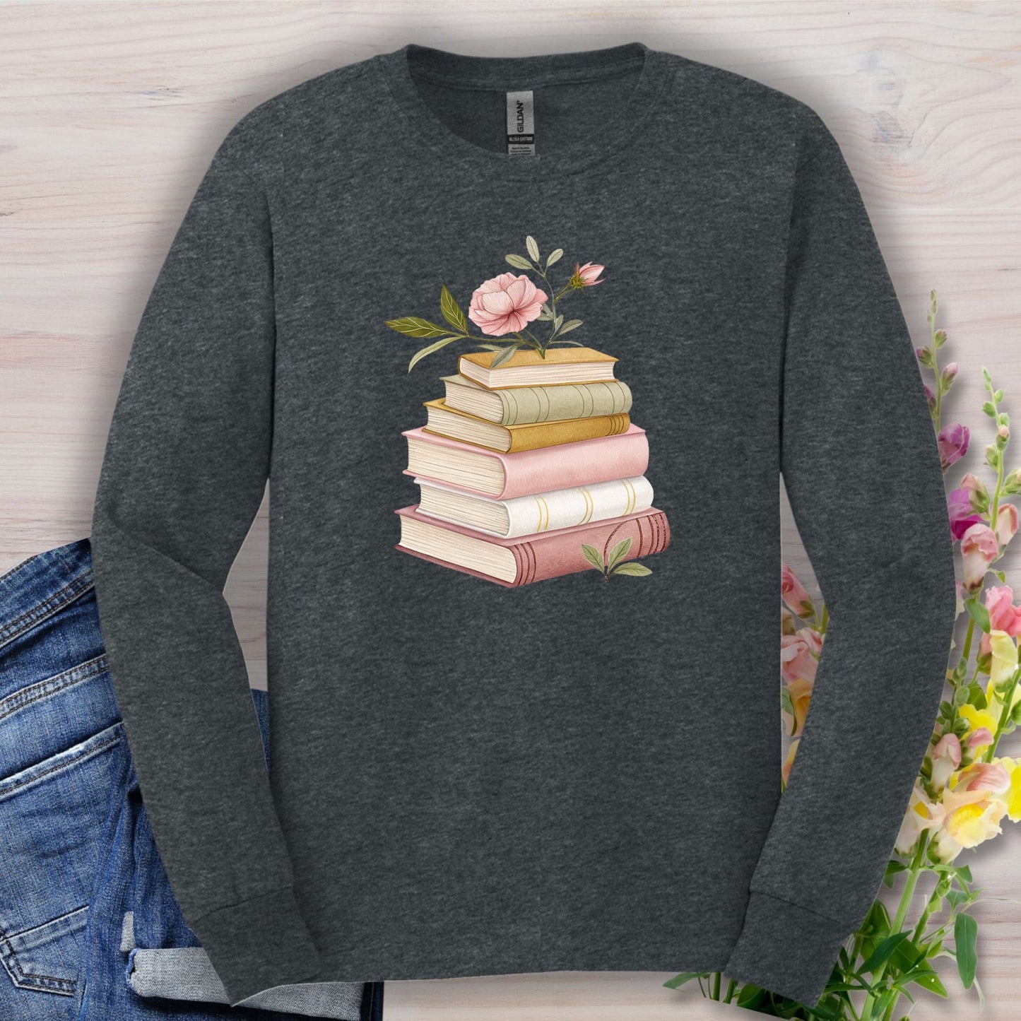 Spring Books and Blooms Long Sleeve Tee