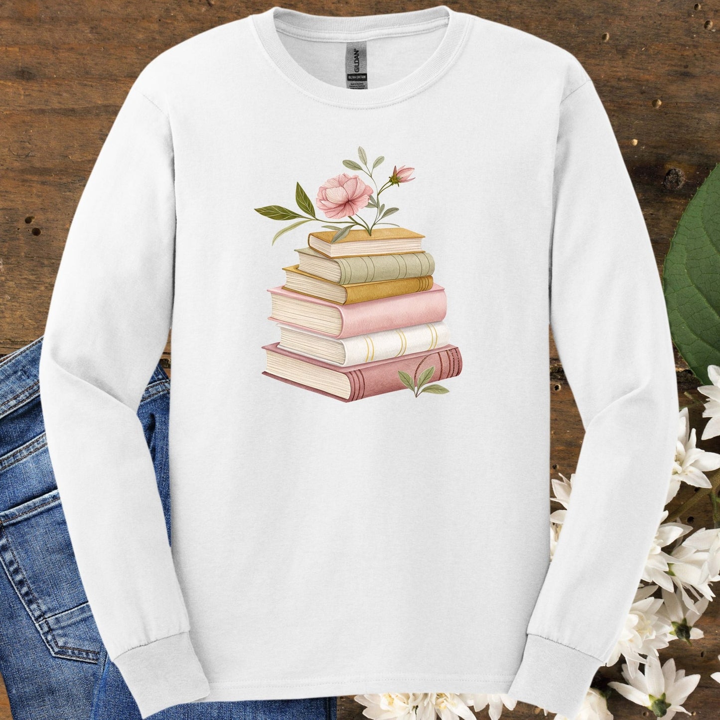 Spring Books and Blooms Long Sleeve Tee