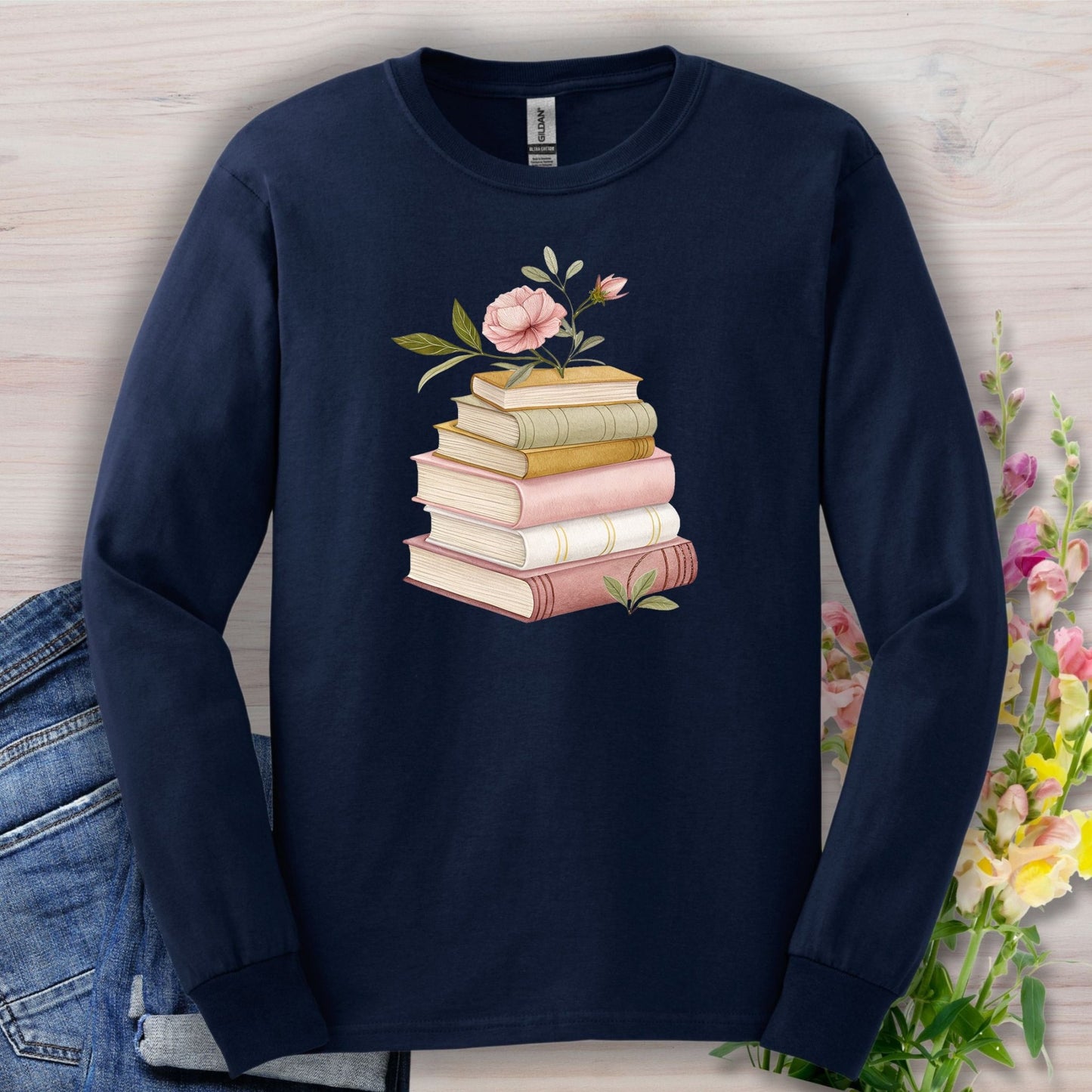 Spring Books and Blooms Long Sleeve Tee
