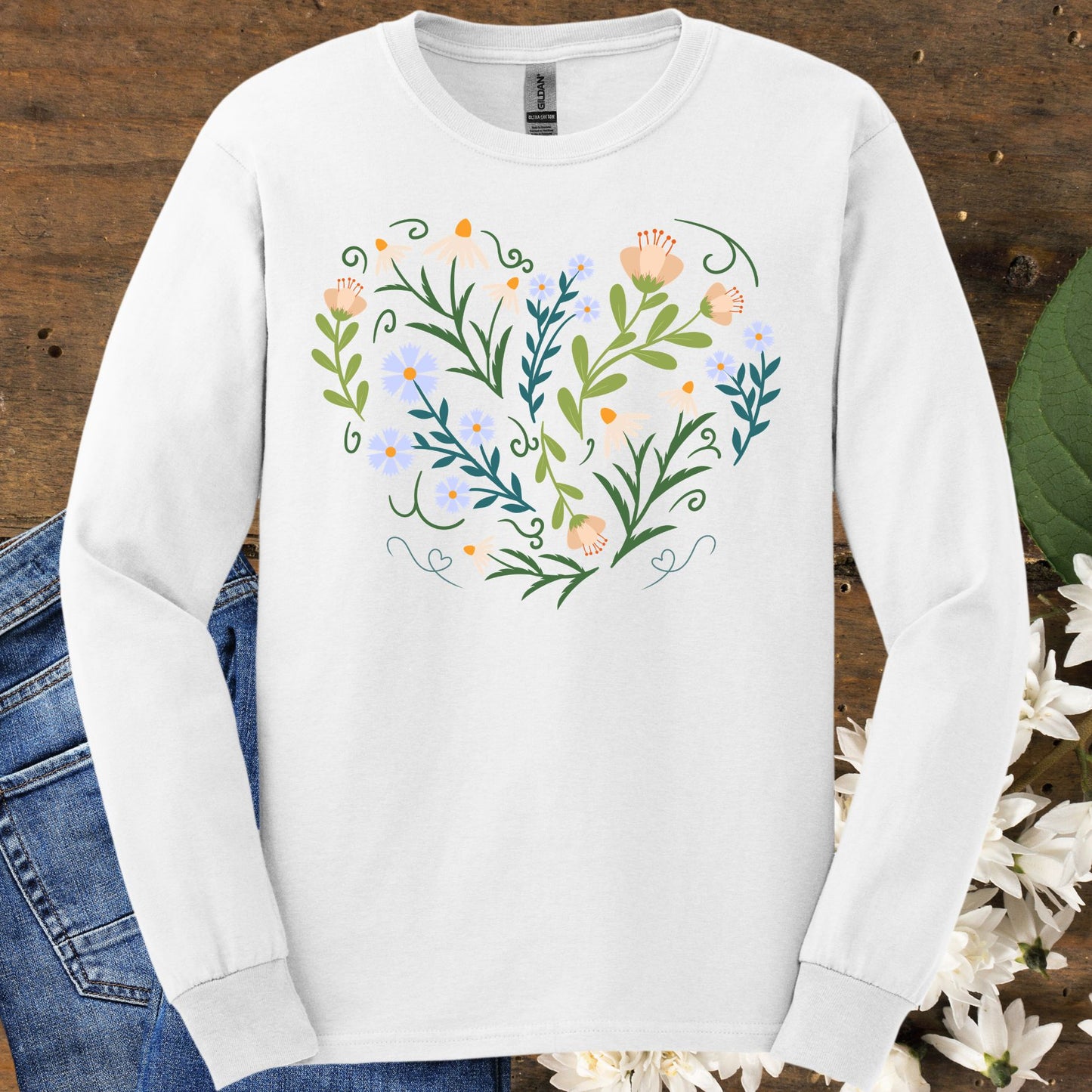 Spring Botanical Heart Long Sleeve Tee