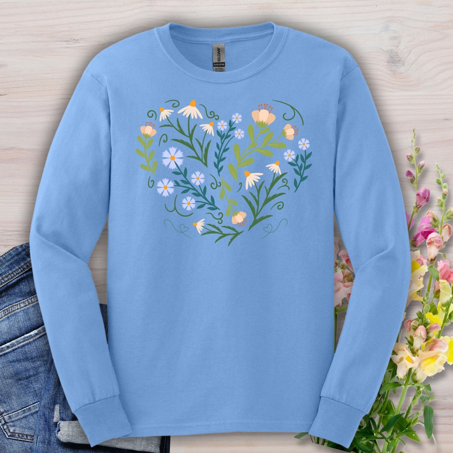 Spring Botanical Heart Long Sleeve Tee