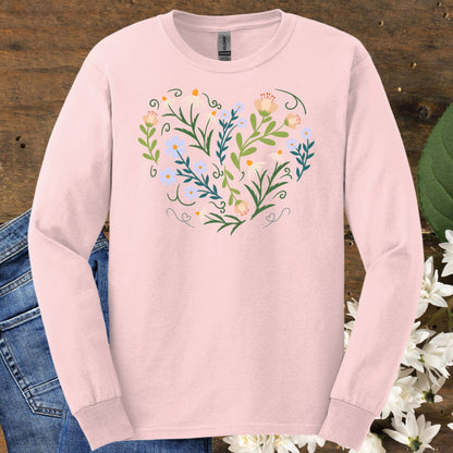 Spring Botanical Heart Long Sleeve Tee