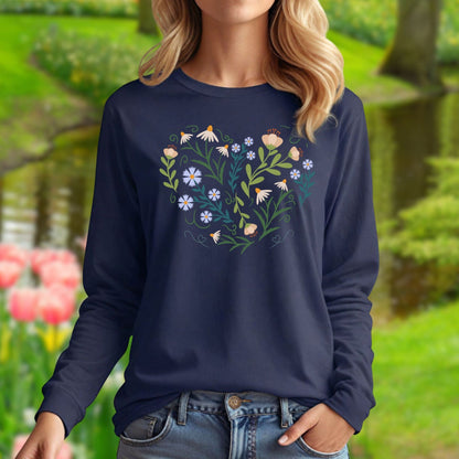 Spring Botanical Heart Long Sleeve Tee