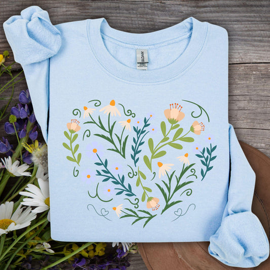 Spring Botanical Heart Sweatshirt