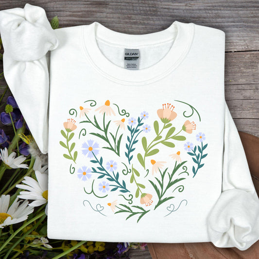 Spring Botanical Heart Sweatshirt