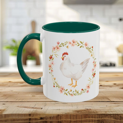 Spring Chicken Floral Wreath 11 & 15 oz. Mug
