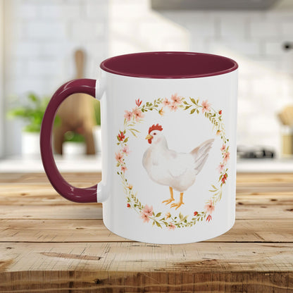 Spring Chicken Floral Wreath 11 & 15 oz. Mug
