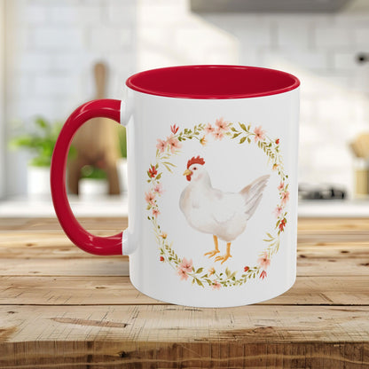 Spring Chicken Floral Wreath 11 & 15 oz. Mug