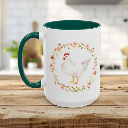 Spring Chicken Floral Wreath 11 & 15 oz. Mug