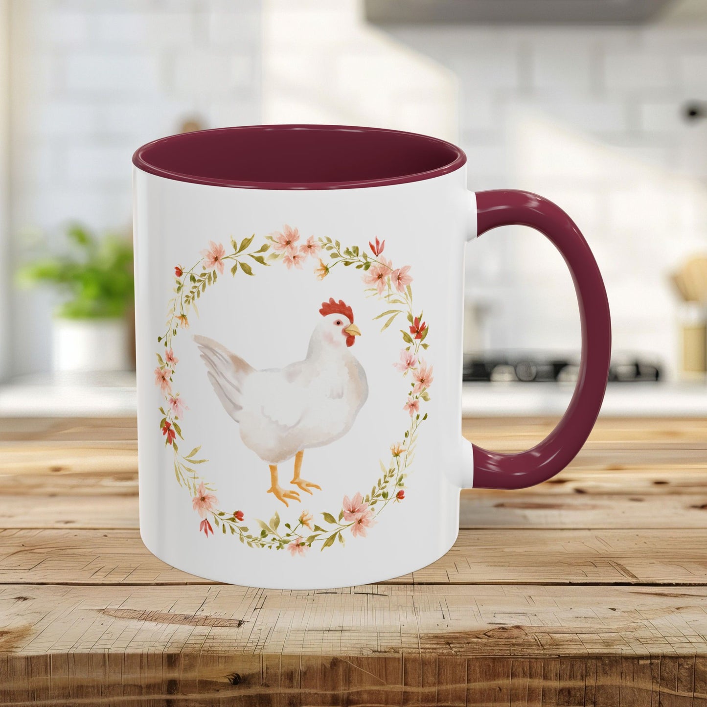 Spring Chicken Floral Wreath 11 & 15 oz. Mug
