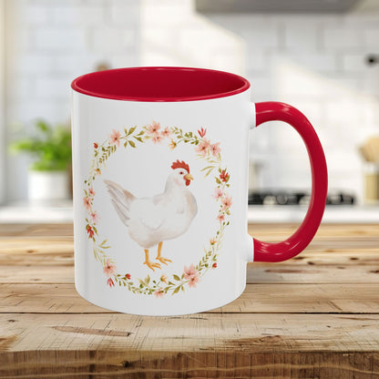 Spring Chicken Floral Wreath 11 & 15 oz. Mug