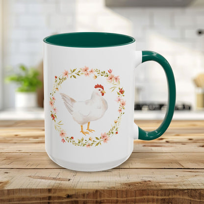 Spring Chicken Floral Wreath 11 & 15 oz. Mug