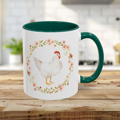 Spring Chicken Floral Wreath 11 & 15 oz. Mug