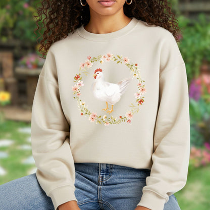 Spring Chicken Floral Wreath Sweatshirt