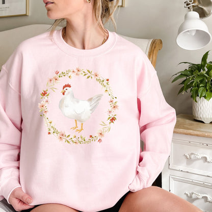 Spring Chicken Floral Wreath Sweatshirt