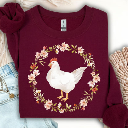 Spring Chicken Floral Wreath Sweatshirt
