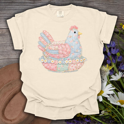 Spring Faux Pastel Patchwork Hen T-Shirt