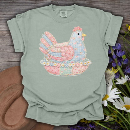 Spring Faux Pastel Patchwork Hen T-Shirt