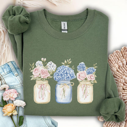Spring Flowers in Mason Jars Sweatshirt