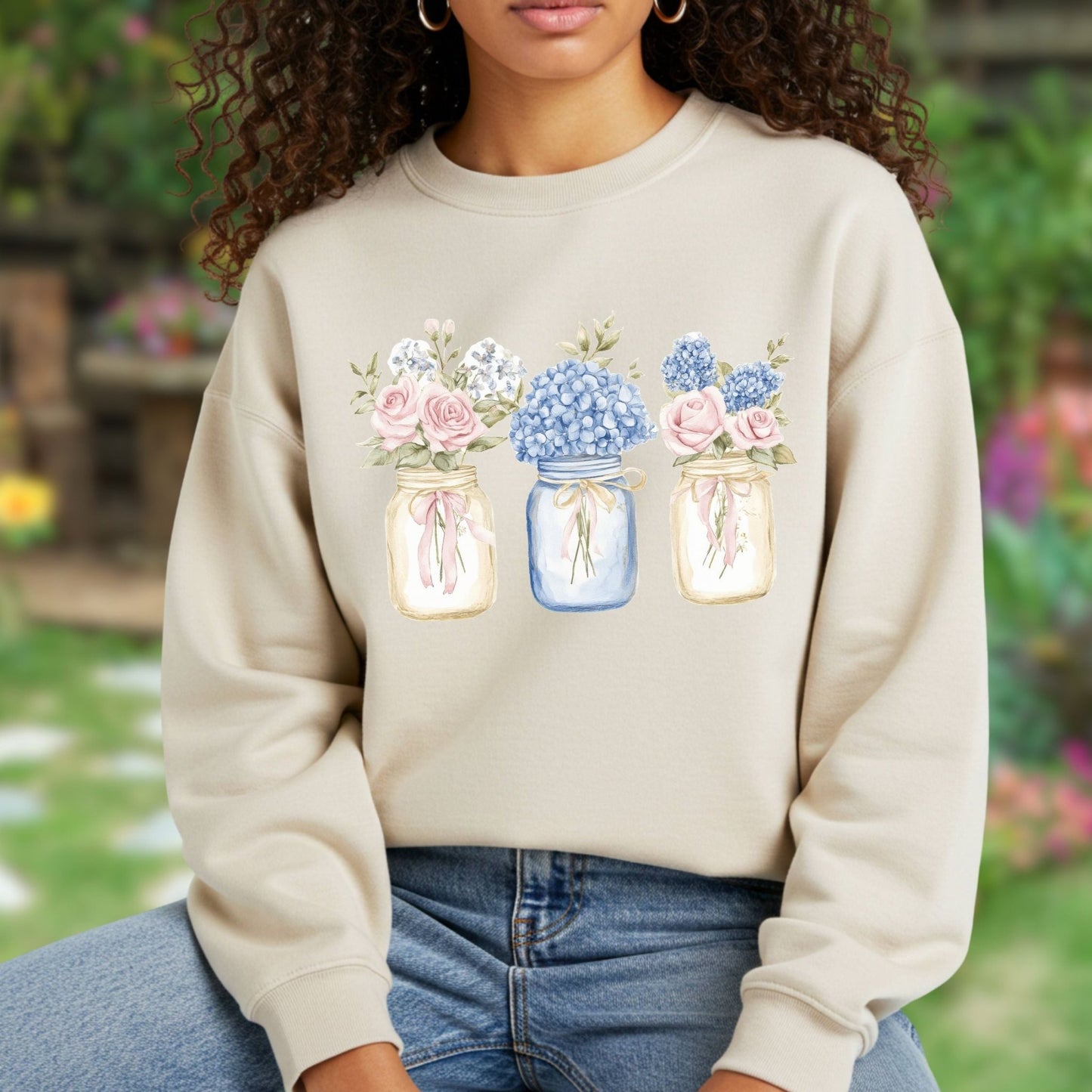 Spring Flowers in Mason Jars Sweatshirt