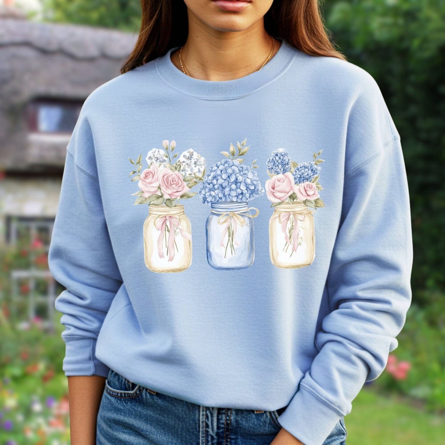 Spring Flowers in Mason Jars Sweatshirt