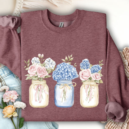 Spring Flowers in Mason Jars Sweatshirt