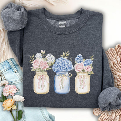 Spring Flowers in Mason Jars Sweatshirt