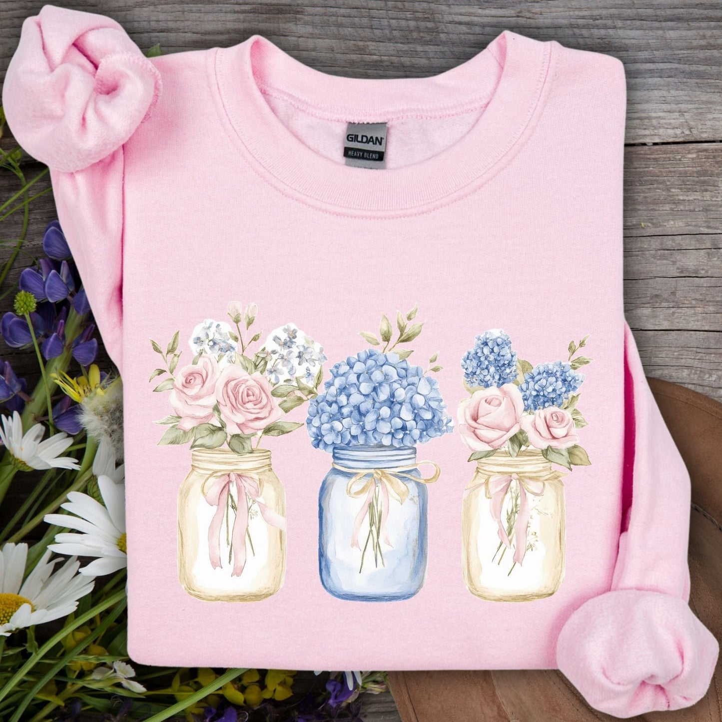 Spring Flowers in Mason Jars Sweatshirt