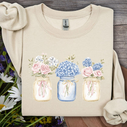Spring Flowers in Mason Jars Sweatshirt