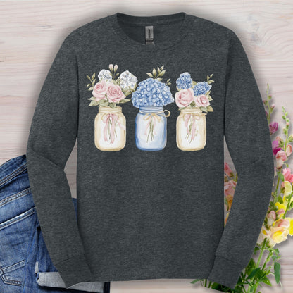 Spring Mason Jar Florals Long Sleeve Tee