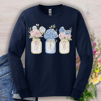 Spring Mason Jar Florals Long Sleeve Tee