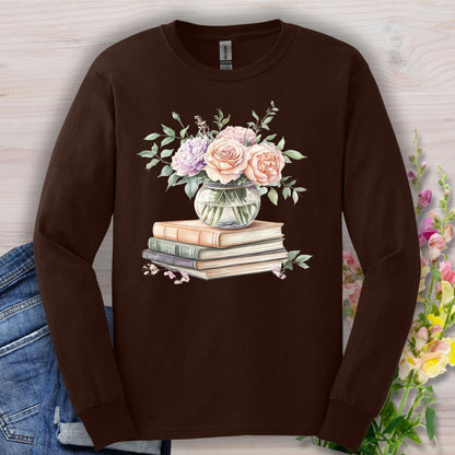 Spring Pastel Bouquet and Books Long Sleeve Tee