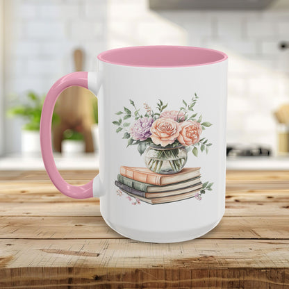 Spring Pastel Bouquet with Books Mug (11oz/15oz)