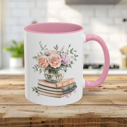 Spring Pastel Bouquet with Books Mug (11oz/15oz)