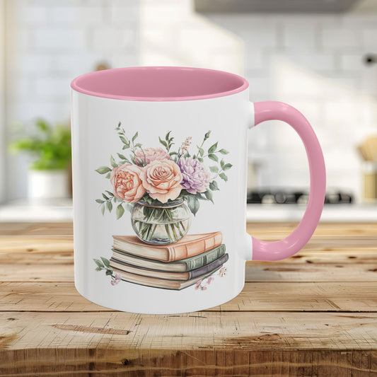 Spring Pastel Bouquet with Books Mug (11oz/15oz)