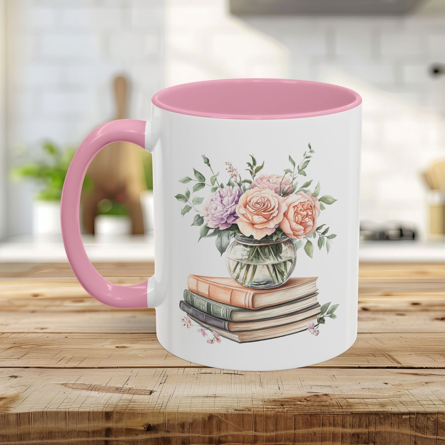 Spring Pastel Bouquet with Books Mug (11oz/15oz)