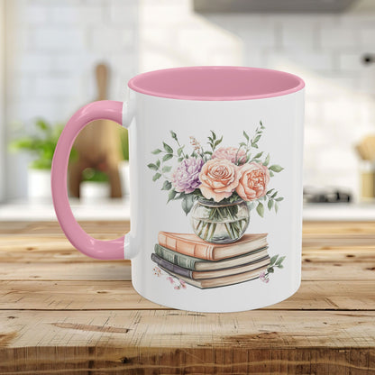 Spring Pastel Bouquet with Books Mug (11oz/15oz)